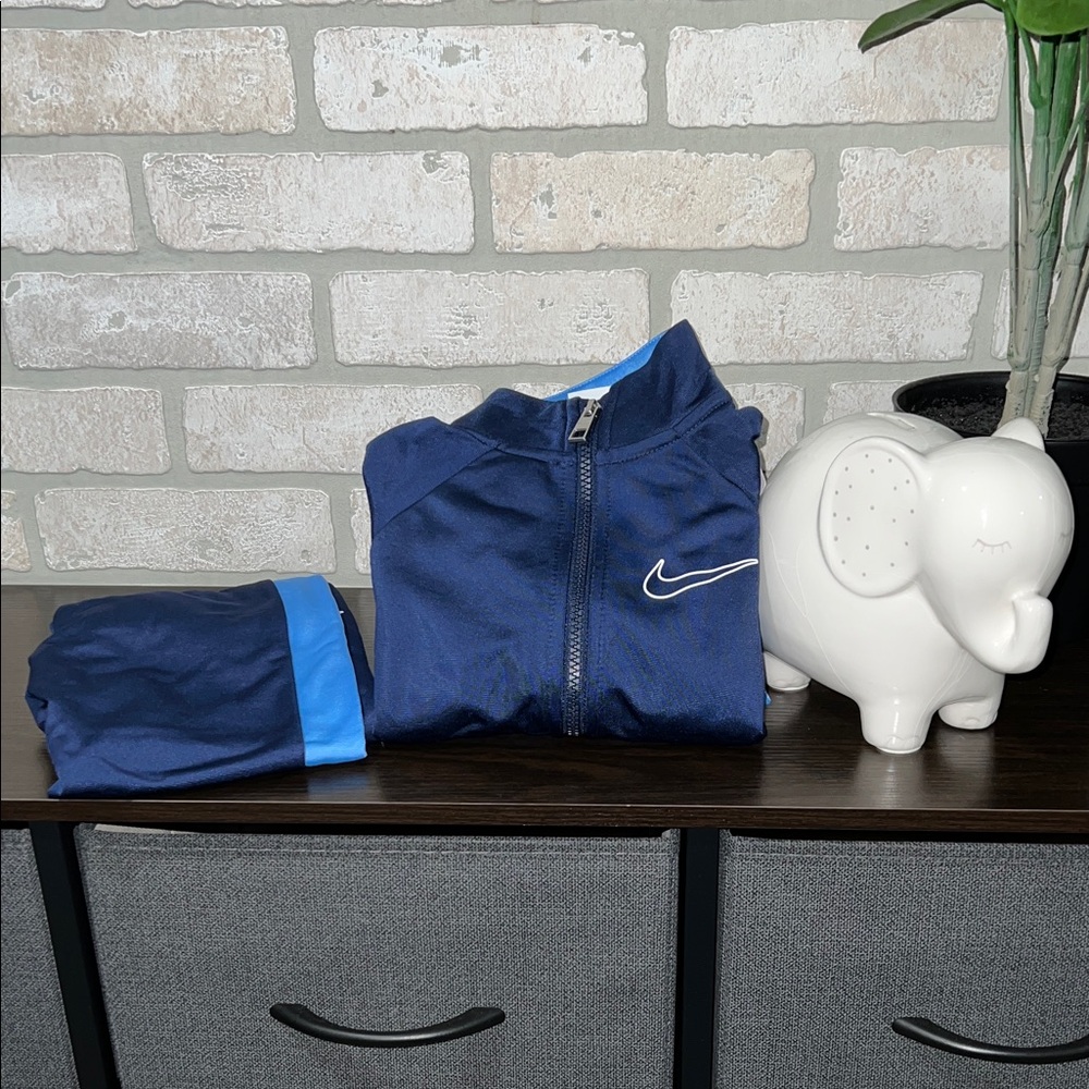 Nike Navy and Light Blue Tracksuit with White Swoosh